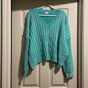 POL teal crop sweater